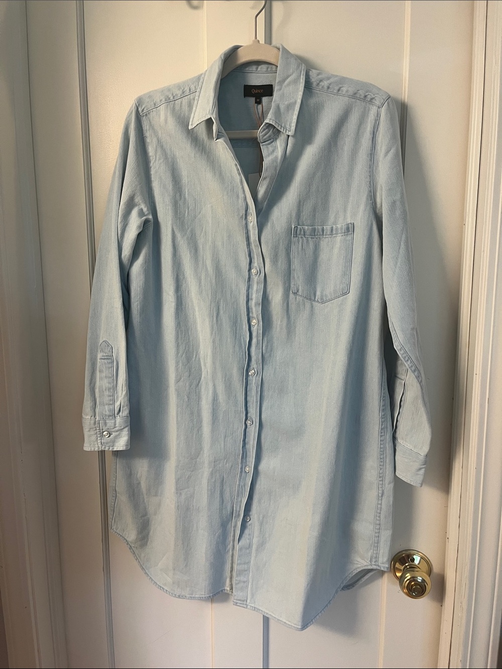 Quince Light Blue Long Sleeve Dress - Picture 4 of 7
